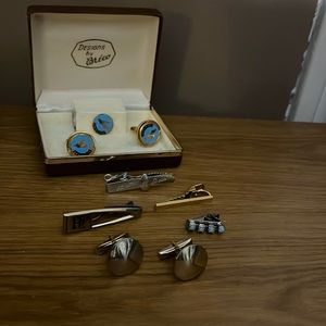 😄Tie clips cuff links bundle vintage